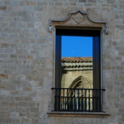 Window in the roman walls of the city